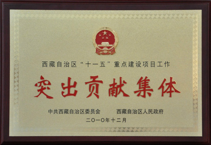 2010西藏自治區(qū)“十一五”重點建設(shè)項目工作突出貢獻(xiàn)集體