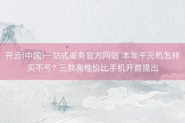 开云(中国)一站式服务官方网站 本年千元机怎样买不亏? 三款高性价比手机开首提出