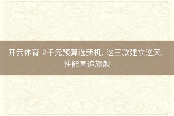 开云体育 2千元预算选新机， 这三款建立逆天， 性能直追旗舰