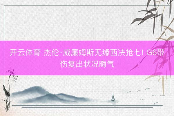 开云体育 杰伦·威廉姆斯无缘西决抢七! G6带伤复出状况晦气