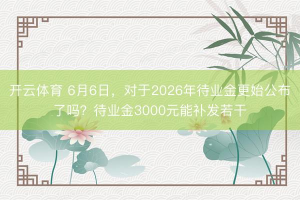 开云体育 6月6日，对于2026年待业金更始公布了吗？待业金3000元能补发若干