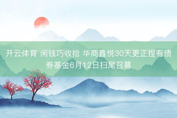 开云体育 闲钱巧收拾 华商鑫悦30天更正捏有债券基金6月12日扫尾召募