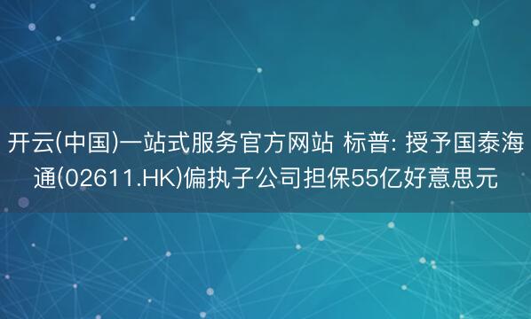 开云(中国)一站式服务官方网站 标普: 授予国泰海通(02611.HK)偏执子公司担保55亿好意思元